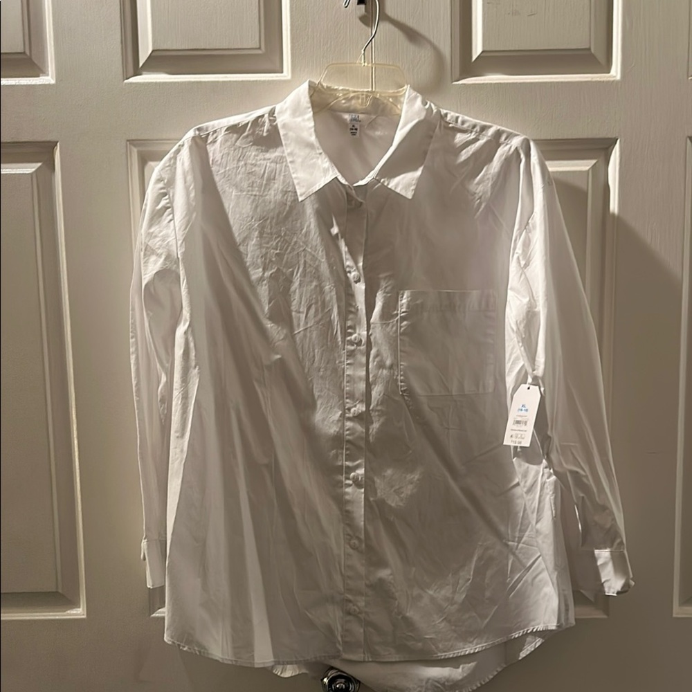Classic White Button-Up Shirt 100% Cotton